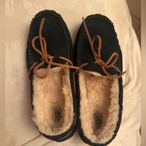 UGG Blue Slippers with Brown Laces, Australia size 7